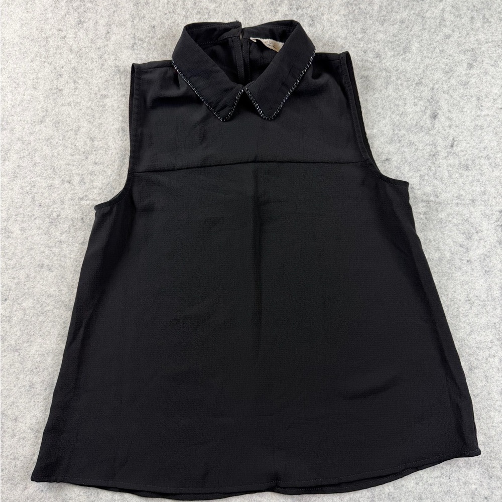 Women’s Elodie Collared Mock Neck Sleeveless Top Black Party Top Size XS